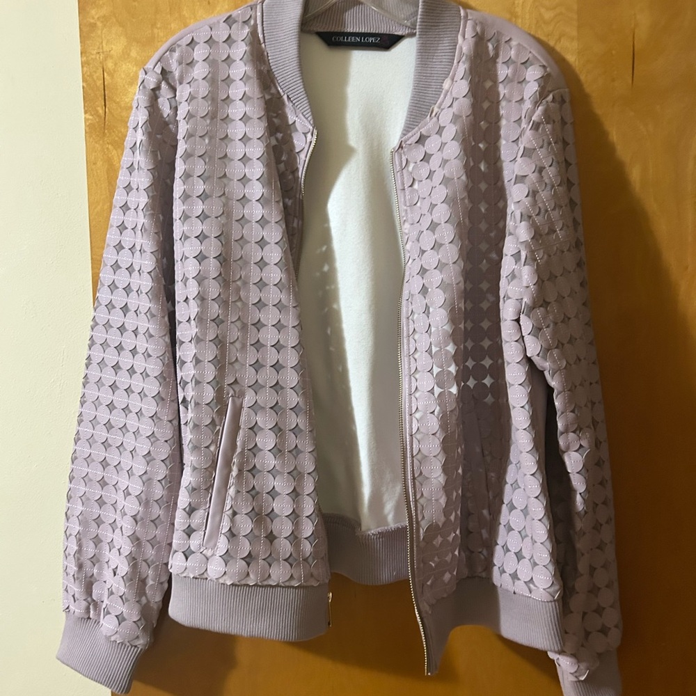 Colleen Lopez Textured Lavender Bomber Jacket